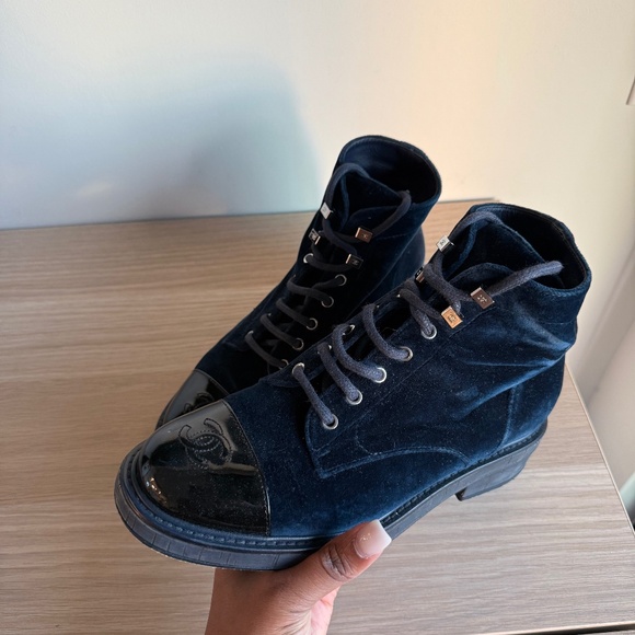 Chanel velvet boot